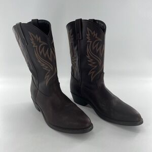 Laredo Paris Western Cowboy Boots Mens 13D Brown Leather Oil Chem Resistant Sole